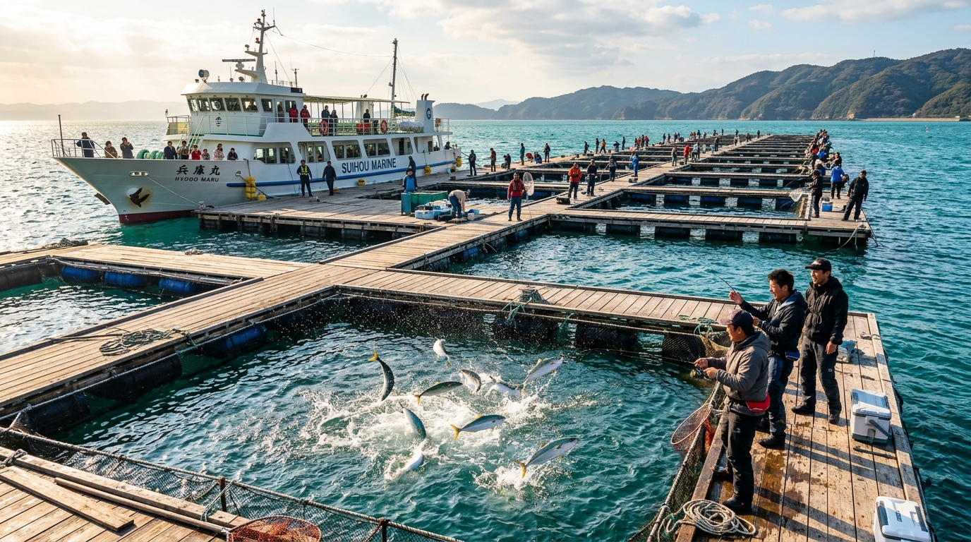 【兵庫県】海上釣り堀 水宝（すいほう）｜世界最大級！姫路港から船で25分、夢のイケス群を攻略
