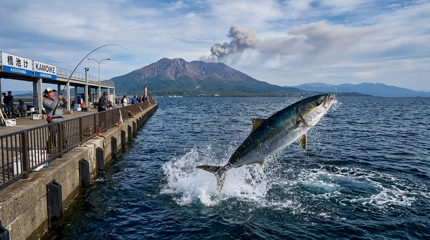 【鹿児島県】鴨池海づり公園｜足元の水深25m！大人600円で青物の強烈な引きを体験