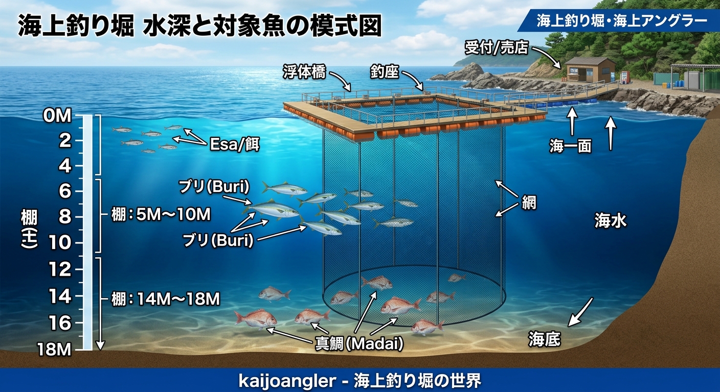 【意外と知らない】海上釣り堀で一番釣れる『棚』の合わせ方と基本の考え方