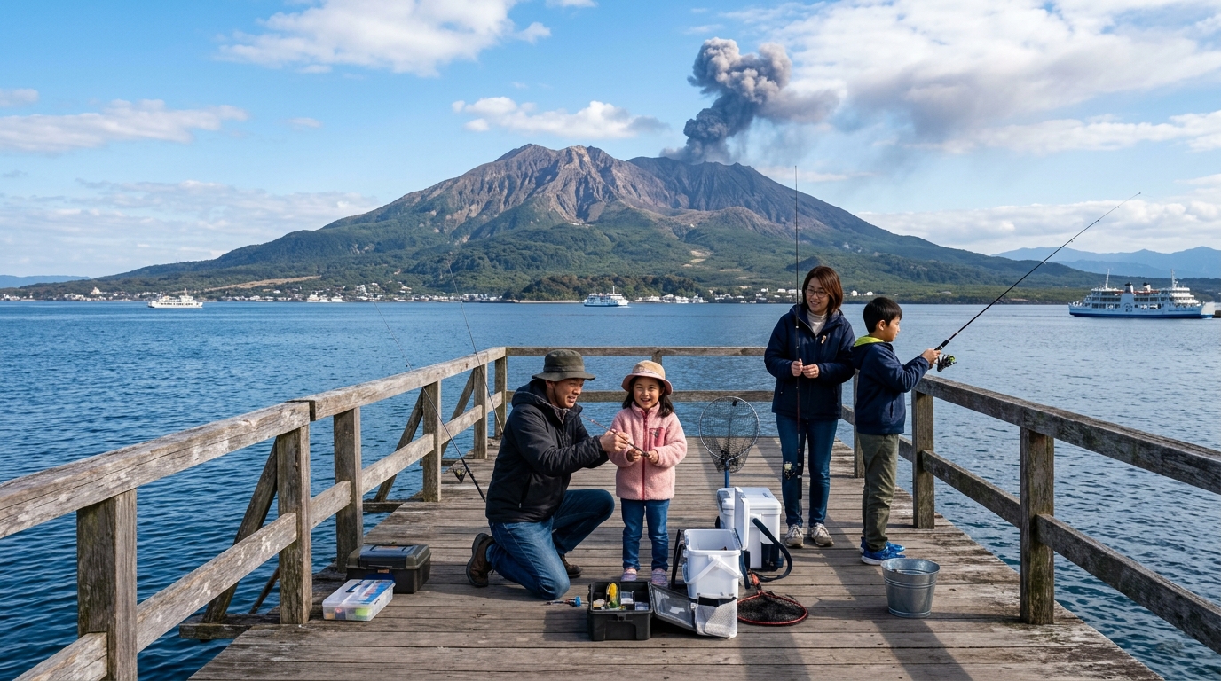 【鹿児島県】桜島海づり公園｜活火山を望む絶景釣り場！200円で味わう非日常