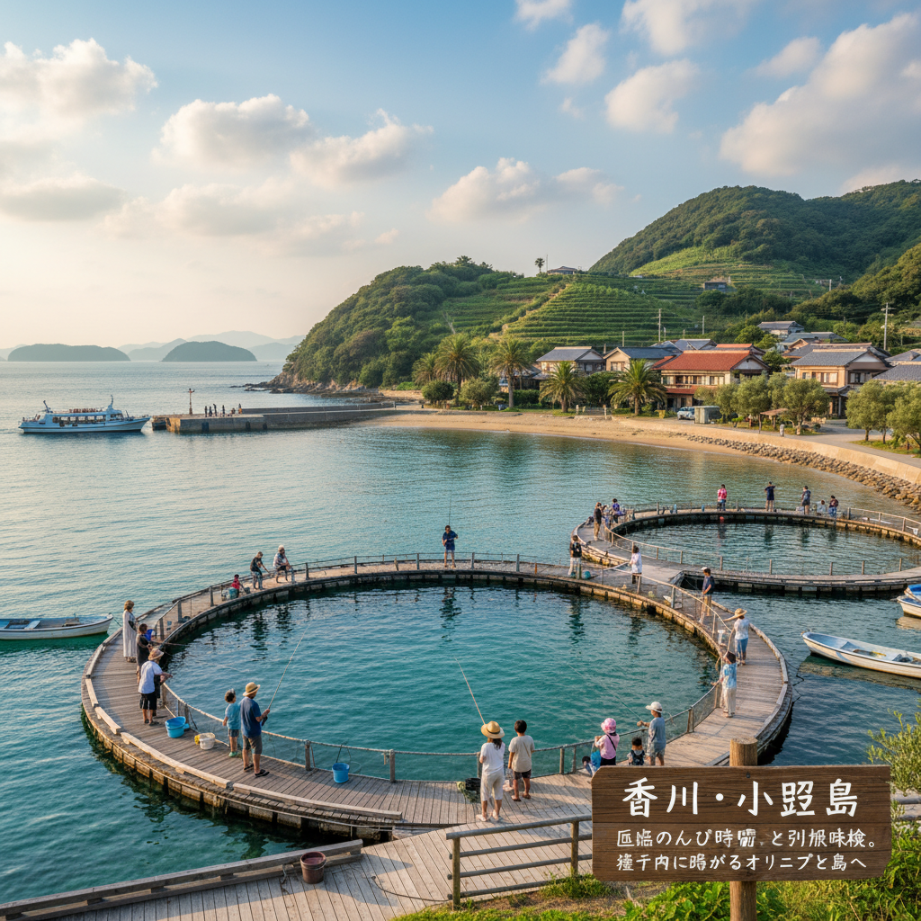 【香川・小豆島】瀬戸内海・オリーブと釣りの癒やし旅！離島で味わう海上釣り堀体験