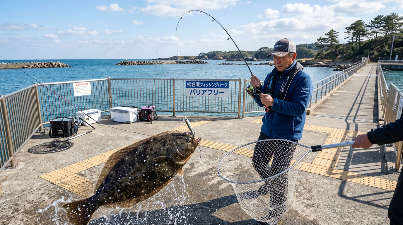 【三重県】松名瀬フィッシングパーク｜陸の上で海の高級魚を！バリアフリーの海水池