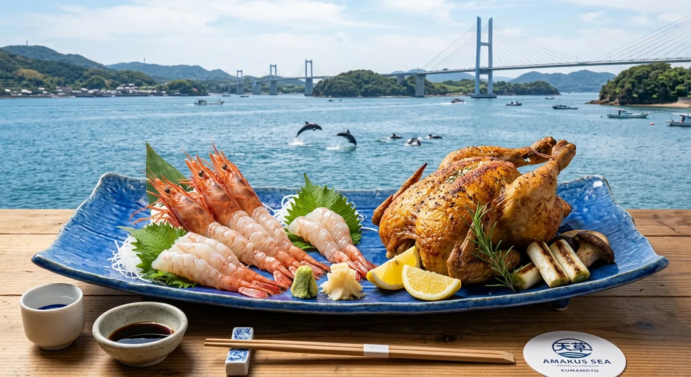天草の活き車えびと地鶏ランチ