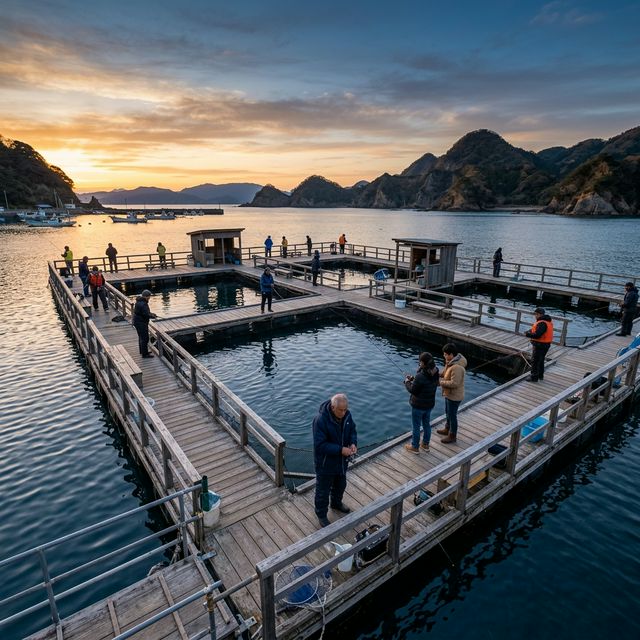 海上釣り堀の風景
