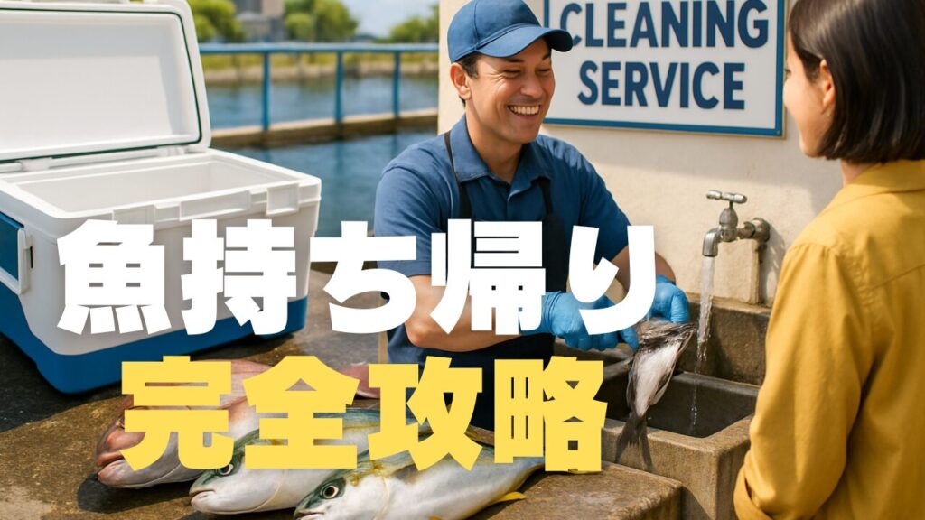 海上釣り堀で釣れた魚を処理してもらうサービスなどを紹介する。