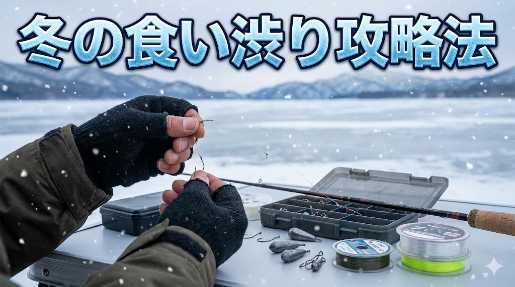 冬の低活性時期に食い渋る魚を釣るためのテクニック集。基本は仕掛けを軽く、ラインを細く。