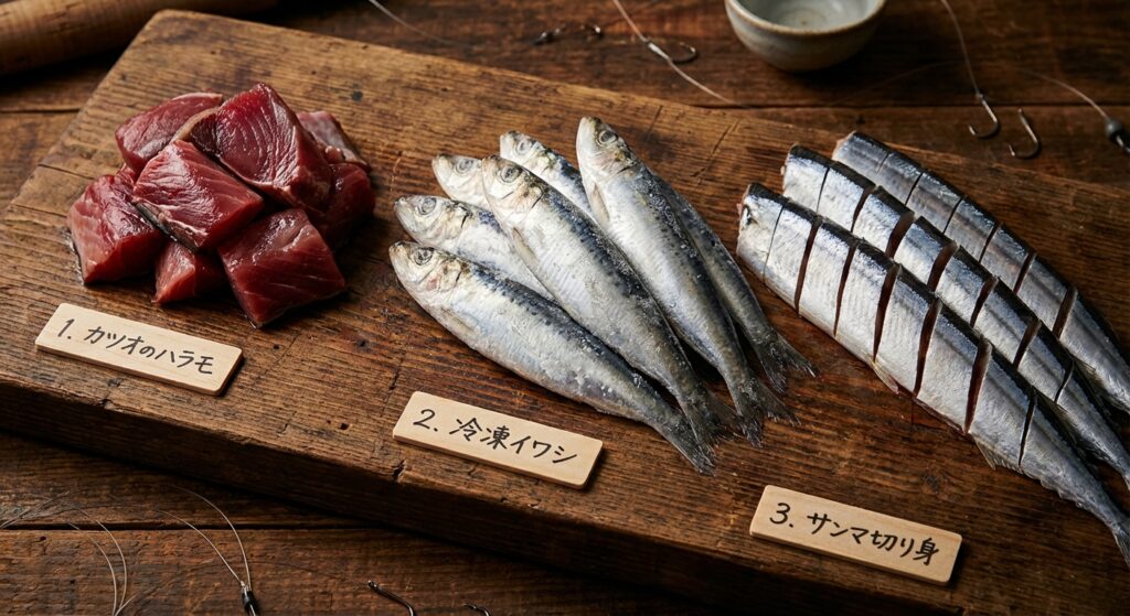 カツオのハラモ・冷凍イワシ・サンマの切り身比較